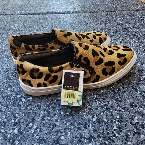 Roper Leather Animal Print Calf Hair Slip-on Loafer Flat Sneakers 8.5 - Picture 9 of 9